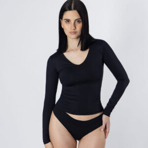V-Neck LS Tee - Black