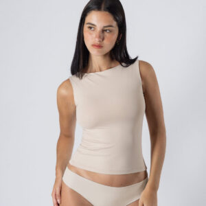 Boat Neck SL Tee - Beige